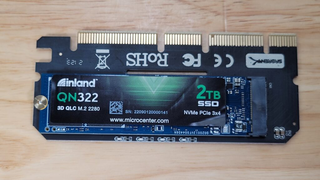 Inland QN322 2TB NVMe PCIe Sabrent Adapter Open