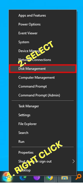 Start Menu Right Click Disk Management